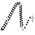 Natural Stone Seed Stainless Steel Crystal Shot Glass Pendant Rosary Bead Necklace